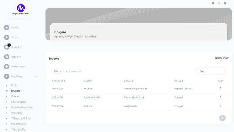Screendump fra Magna Multi, som viser brugere